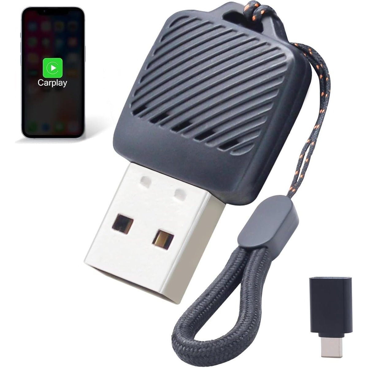 310035 - AIELOAR Adaptues Wireless CarPlay (Përditësim 2025), Plug-and-Play, konverton CarPlay me kabllo në Bluetooth Wireless, i pajtueshëm me iPhone iOS 10+