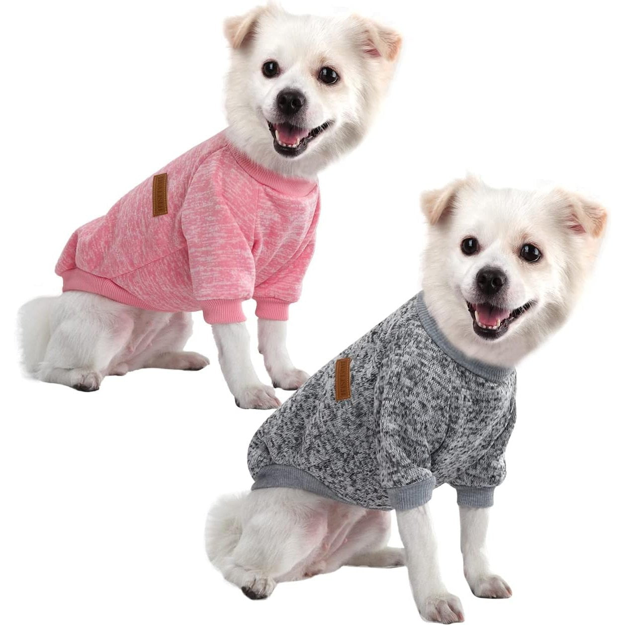 206796 - HUALISIJI Bluzë e Ngrohtë për Qen të Vogël Chihuahua, Material Textil i Butë dhe Elastik, Bluzë me Kapuç, Lehtë për t'u Vishur, Ngjyra Rozë+Gri, Madhësia XS