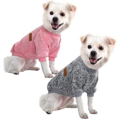 206796 - HUALISIJI Bluzë e Ngrohtë për Qen të Vogël Chihuahua, Material Textil i Butë dhe Elastik, Bluzë me Kapuç, Lehtë për t'u Vishur, Ngjyra Rozë+Gri, Madhësia XS