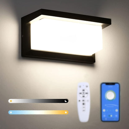 251036 - LLAMBË MURI LED e Jashtme me Errësim të Lehtë 2.4G 18W IP66, Ndriçim i Jashtëm, Llambë Muri prej Alumini, e Papërshkueshme nga Uji për Zona të Jashtme, Verandë, Garazh