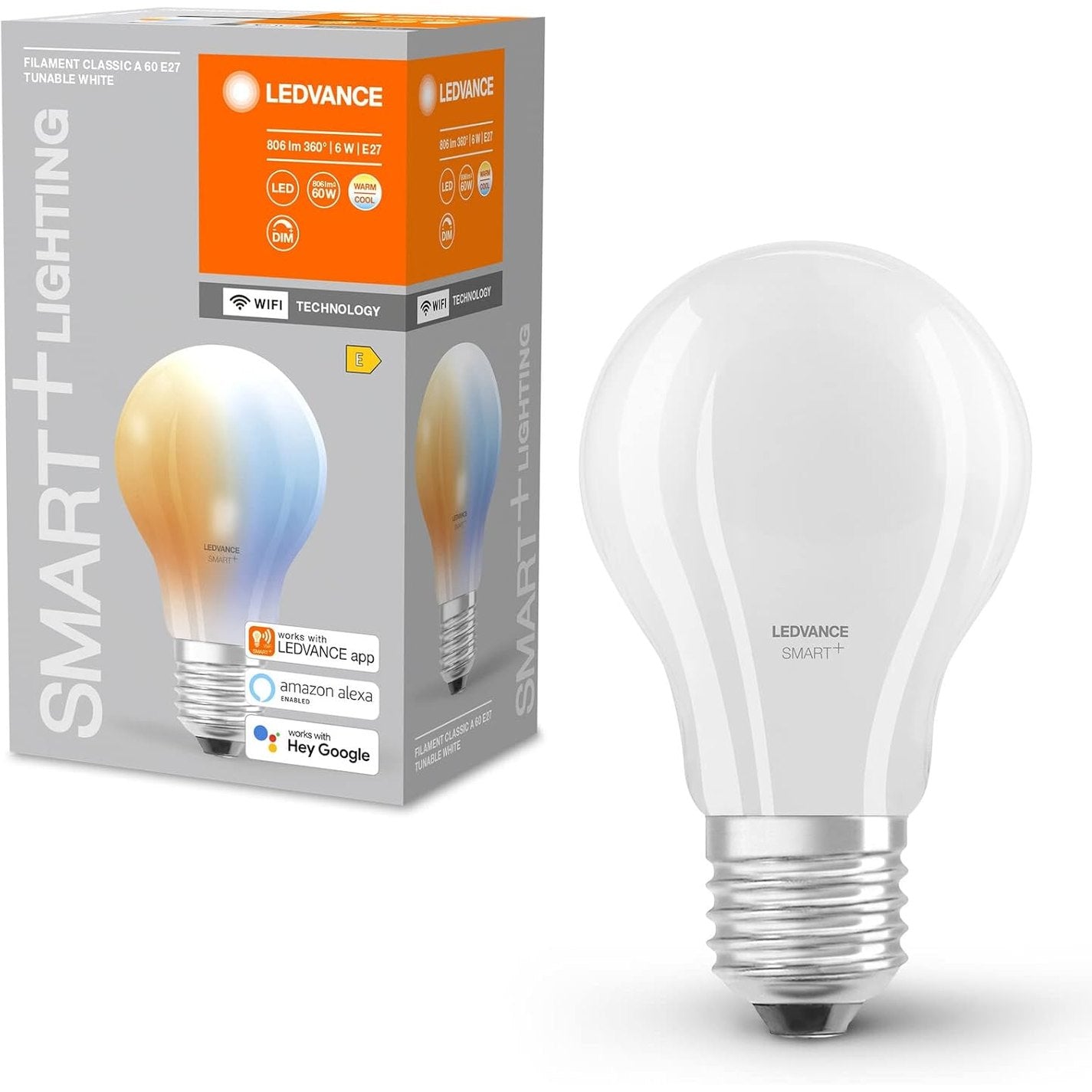 258199 - LEDVANCE Llampa LED Smart me Teknologji WiFi, Bazë E27, Errësueshme, 2700-6500K, Zëvendëson 60W
