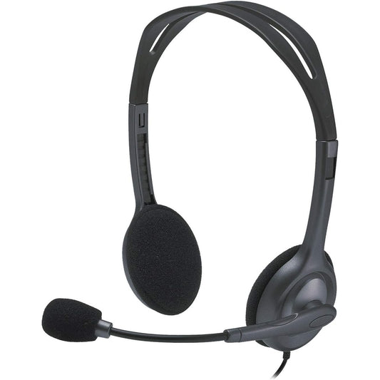 128572 - LOGITECH H111 Kufje Kompjuteri me Tela, Stereo me Mikrofon, Anulim Zhurmash, Prizë Audio 3.5mm, për PC, Mac, Laptop, Smartphone, Tablet - Ngjyra e Zezë
