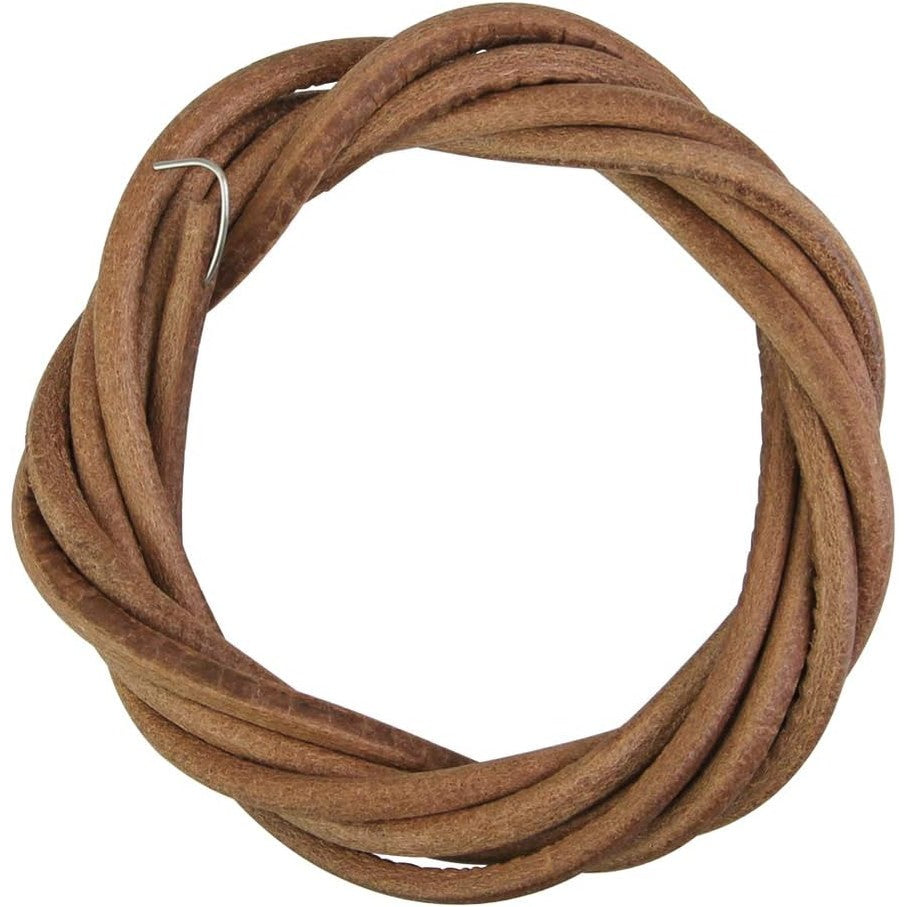 198856 - PERFETSELL Rrip Lëkure për Makinë Qepëse, 183cm, Kordon i Rrumbullakët me Diametër 5 mm, 1 Grep, Ngjyrë Kafe