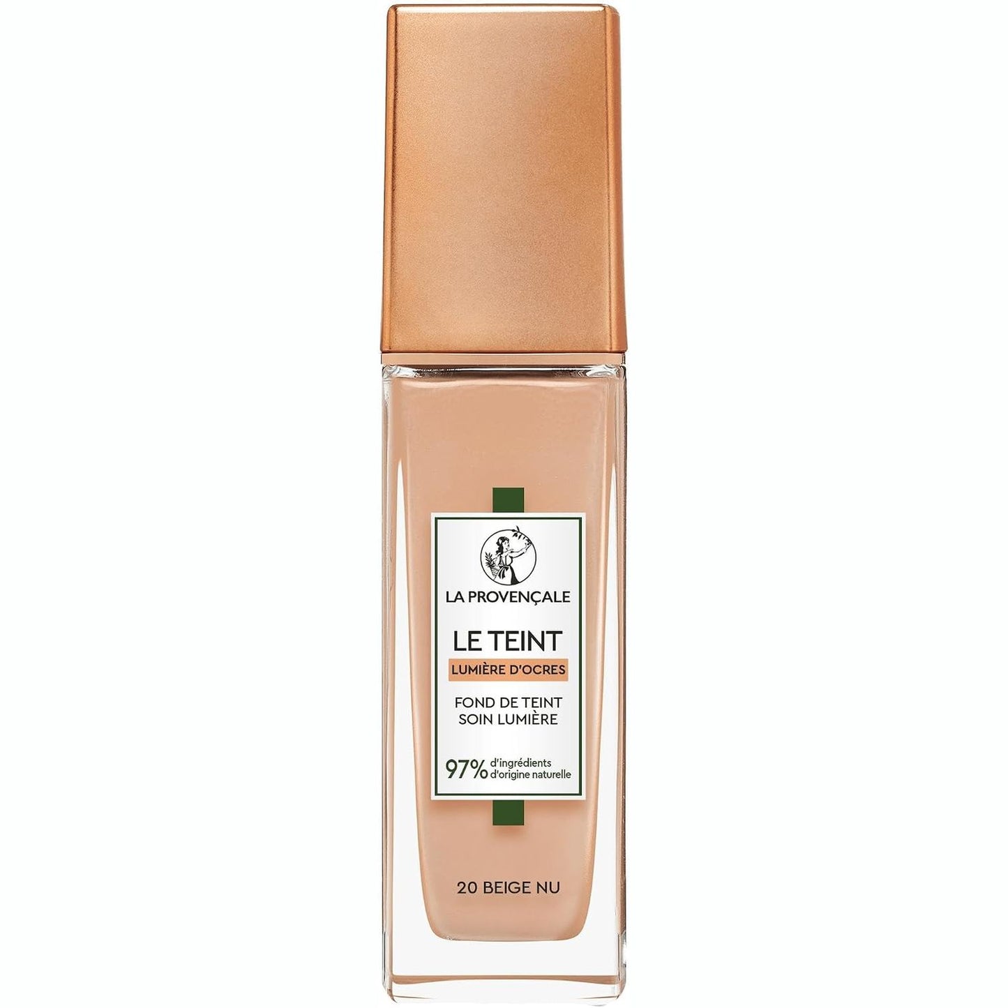 317694 - LA PROVENCAL Fondatinë që reflekton dritën, 30 ml, 97% përbërës natyral, mbulim mesatar, nuanca: 20 Ngjyrë bezhë nudo, me vaj ulliri organik nga Provence