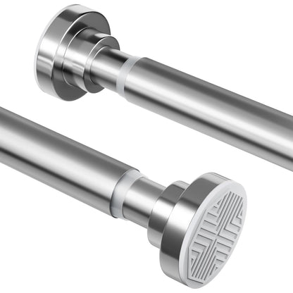 253493 - Shufër për Perde Dushi prej Çeliku Inox, Nuk Kërkon Shpim, Shufër Teleskopike e Zgjatshme, Rezistente ndaj Ndryshkut, Shufër Tensioni e Rregullueshme nga 70 në 195 cm, Ideale për Banjo, Dritare dhe Dollapë