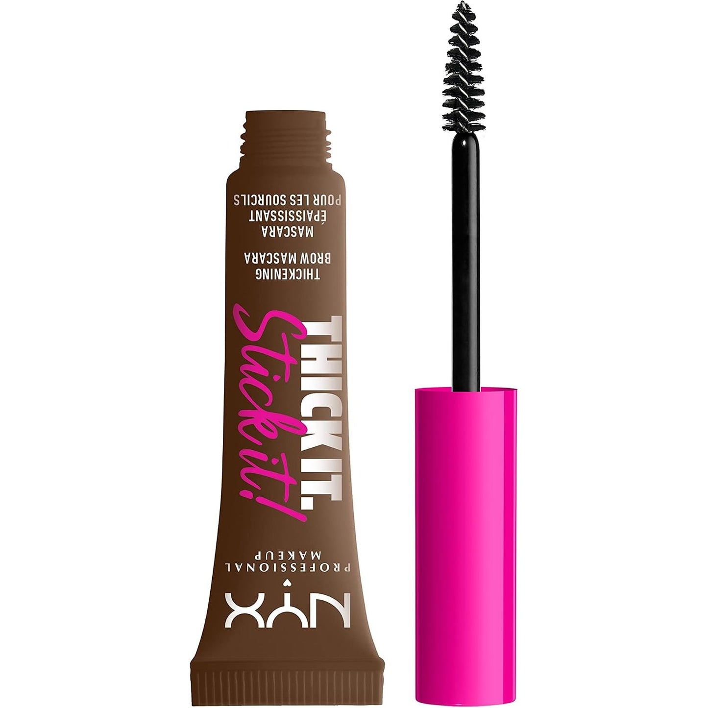 290302 - NYX PROFESSIONAL MAKEUP - Maskara për vetulla me qëndrueshmëri deri në 16 orë, Thick It. Stick It! Brow Rimel, Brunette (Blu e Ngjyrë)