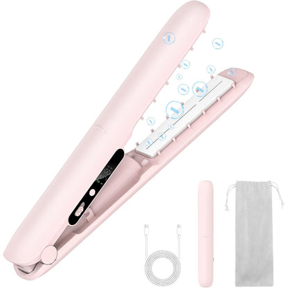 302039 - Pjastër flokësh pa tel dhe kaçurrela, portative USB e rikarikueshme për udhëtim, me bateri 5V/3500mAh, 3 nivele për flokë të lëmuar, të shpejtë dhe me shkëlqim