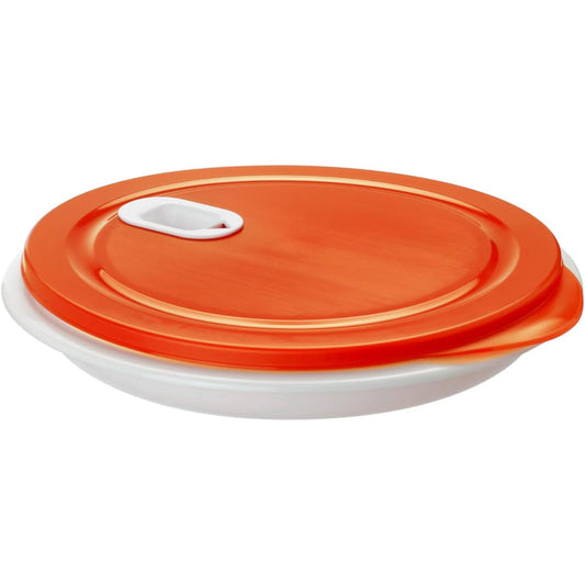 210717 - ROTHO Pjatë XL Clever për Mikrovalë me Kapak dhe Ndarës, Materiali Plastikë (PP) pa BPA, Ngjyra e Bardhë/e Kuqe, Kapaciteti 1.2L, Dimensionet 26.0 x 26.0 x 4.8 cm
