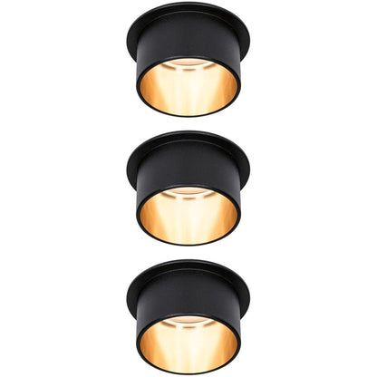 195200 - PAULMANN Llambë LED Këndore 93379 Gil me 3 Llamba të Rrumbullakëta, Rregullim të Errësuar, 3 x 6W, Ngjyra E Zezë Mat dhe e Artë, 2700K
