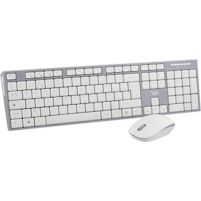 189435 - T'NB - Tastierë dhe Maus pa Tel, me Frekuencë Radioje, Layout AZERTY, e Kompaktë dhe e Heshtur, me Shkurtore Multimediale, e Përshtatshme për Windows/Linux, e Bardhë