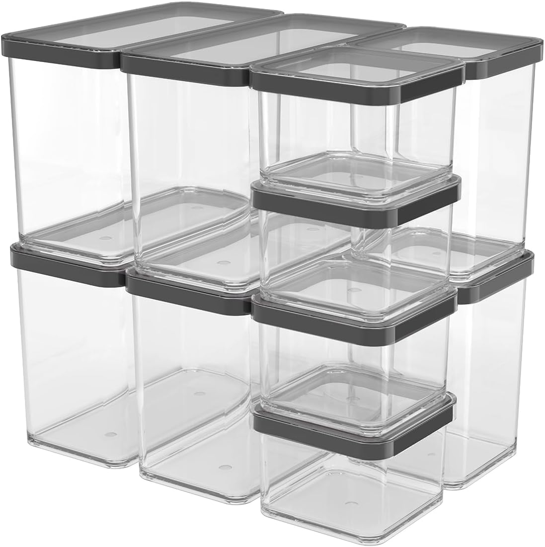 255326 - ROTHO LOFT Set me 10 enë ruajtjeje, plastike transparente/e zezë, 4x 2.1 l, 2x 1.0 l, 4x 0.5 l