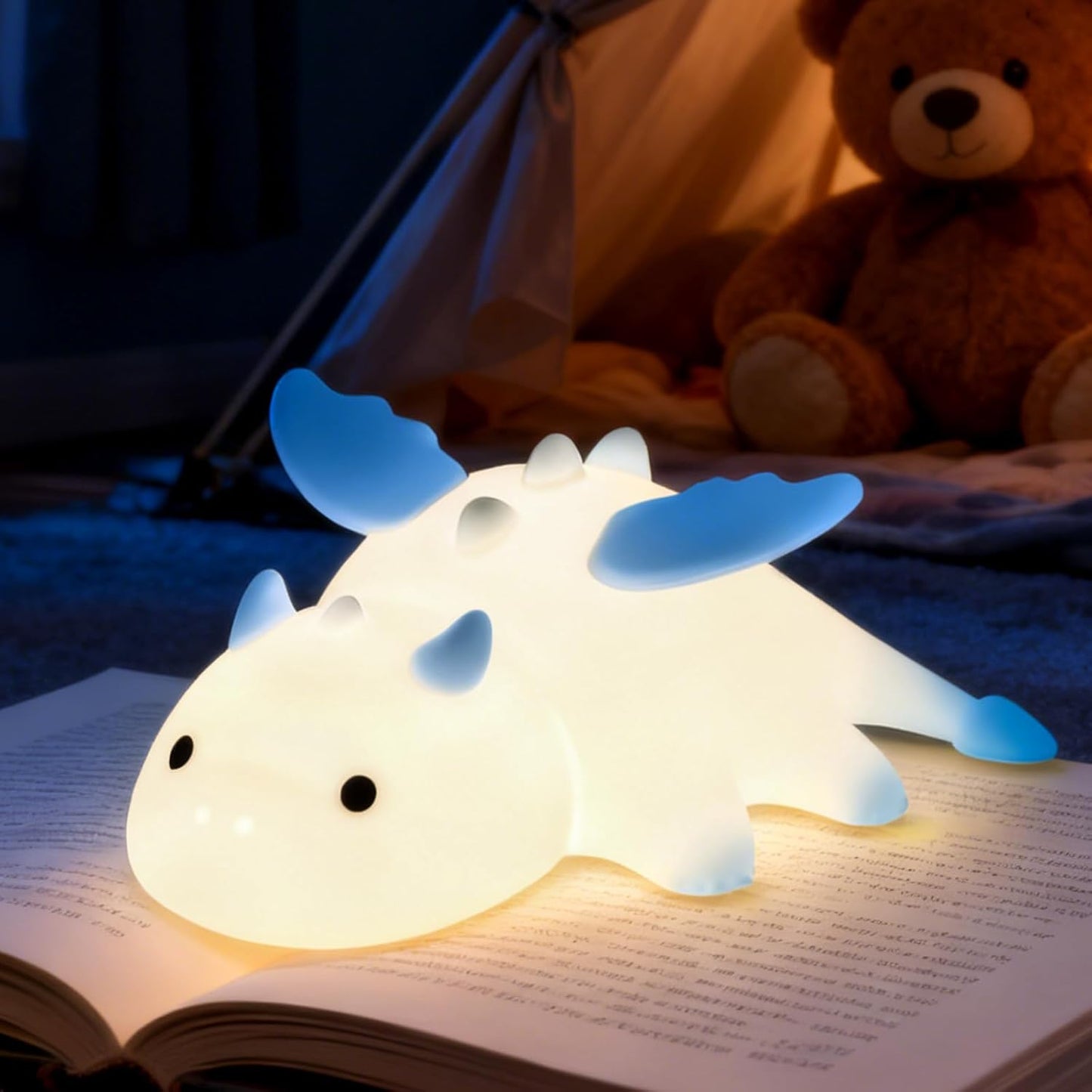 168805 - YGVQN - Llambë Nate Dritë Dragon për Fëmijë, LED, 7 Ngjyra me Errësim dhe Kohëmatës, Material Silikoni i Butë, Magnetike, Rikarikuese me 1200mAh USB, Ideale për Foshnje, Vajza dhe Djem