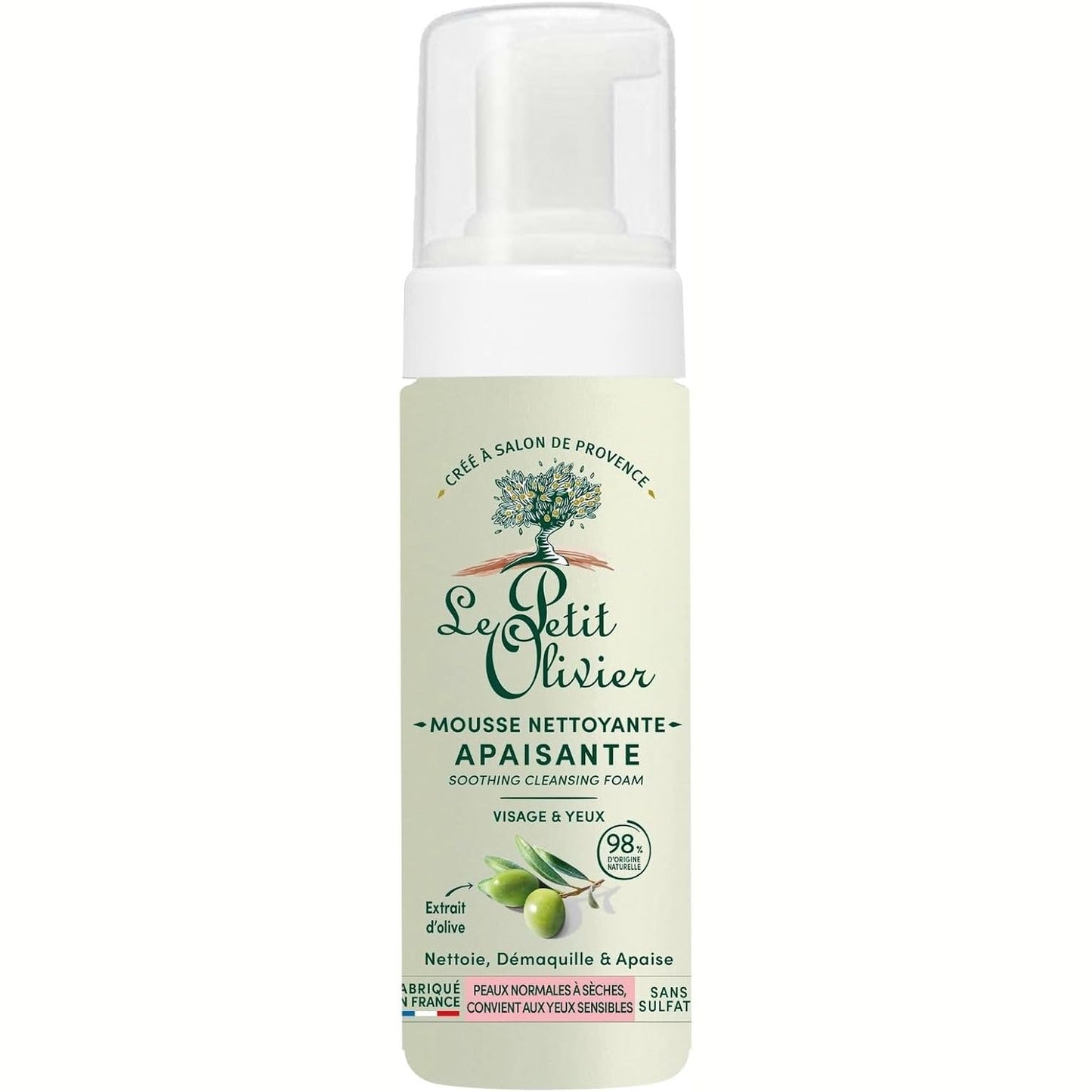 318979 - LE PETIT OLIVIER - Shkumë Pastruese, Ekstrakt Ulliri, 150 ml, 96% Origjinë Natyrale, Pa Sulfate