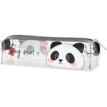 300026 - LEGAMI - Kutia transparente e lapsave Panda, 19.5 x 5.5 cm, e bërë nga TCU transparente, me zinxhir, e bollshme.