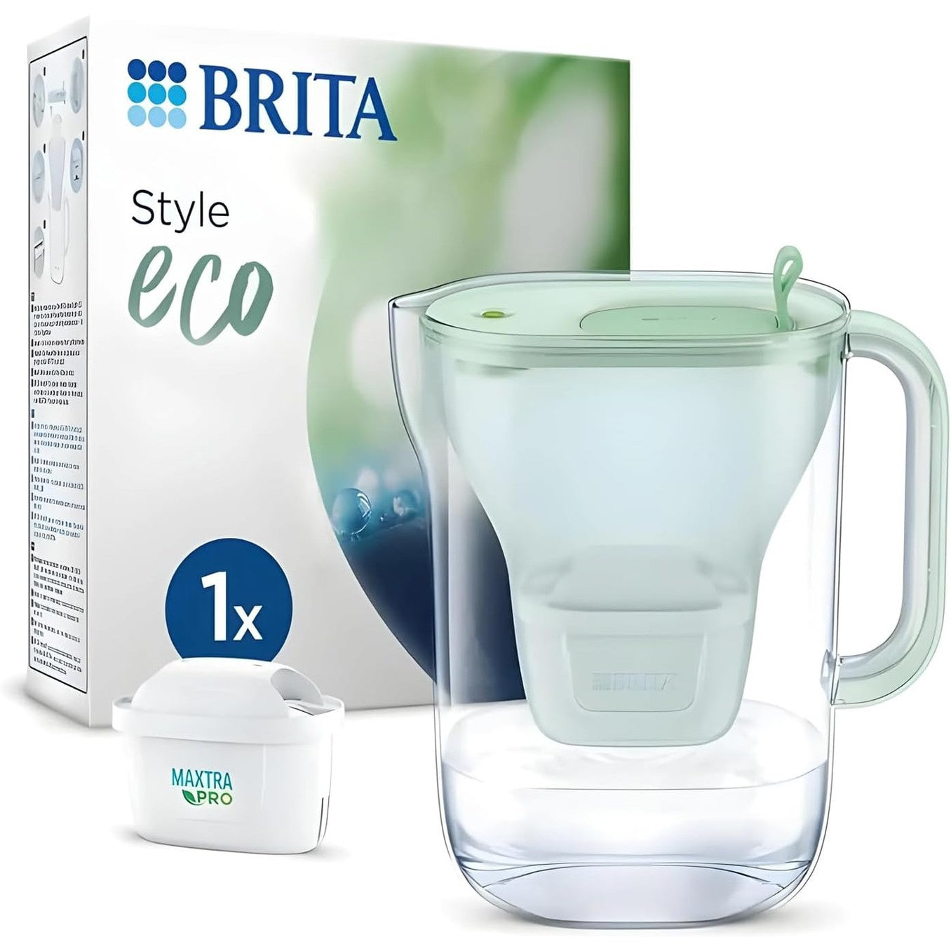 226976 - BRITA Style eco Green Filter Potter 2.4l me 1 fishek MAXTRA PRO All-in-1, filtër uji për reduktimin e gëlqeres, klorit, plumbit dhe papastërtive