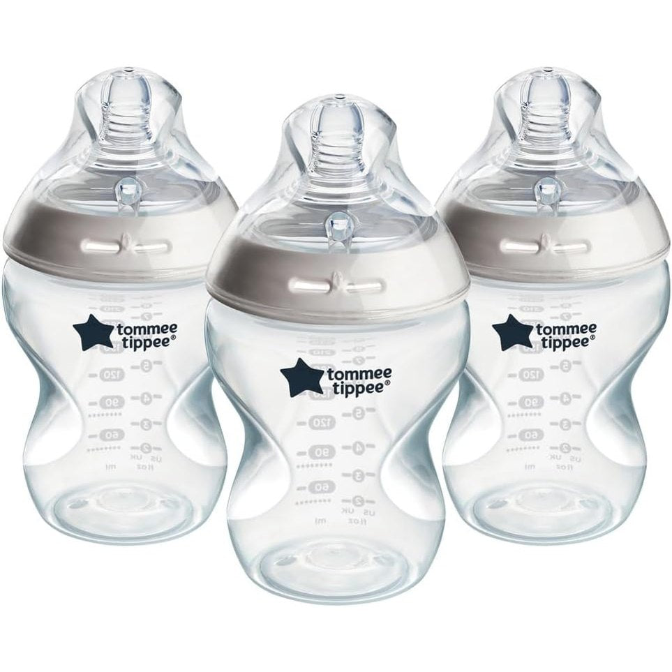 317058 - TOMMEE TIPPEE Shishe për foshnje Natural Start Anti-Kolik 260ml, Thithë në formë gjiri, Valvul Anti-Kolik, Vetë-Sterilizuese, Pako me 3 pjesë