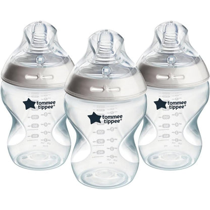 317058 - TOMMEE TIPPEE Shishe për foshnje Natural Start Anti-Kolik 260ml, Thithë në formë gjiri, Valvul Anti-Kolik, Vetë-Sterilizuese, Pako me 3 pjesë