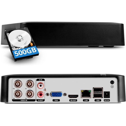 272953 - TOWODE Regjistrues DVR CCTV 4-KANALËSH me HDD 500G, mbikëqyrje shtëpie hibride 6-në-1