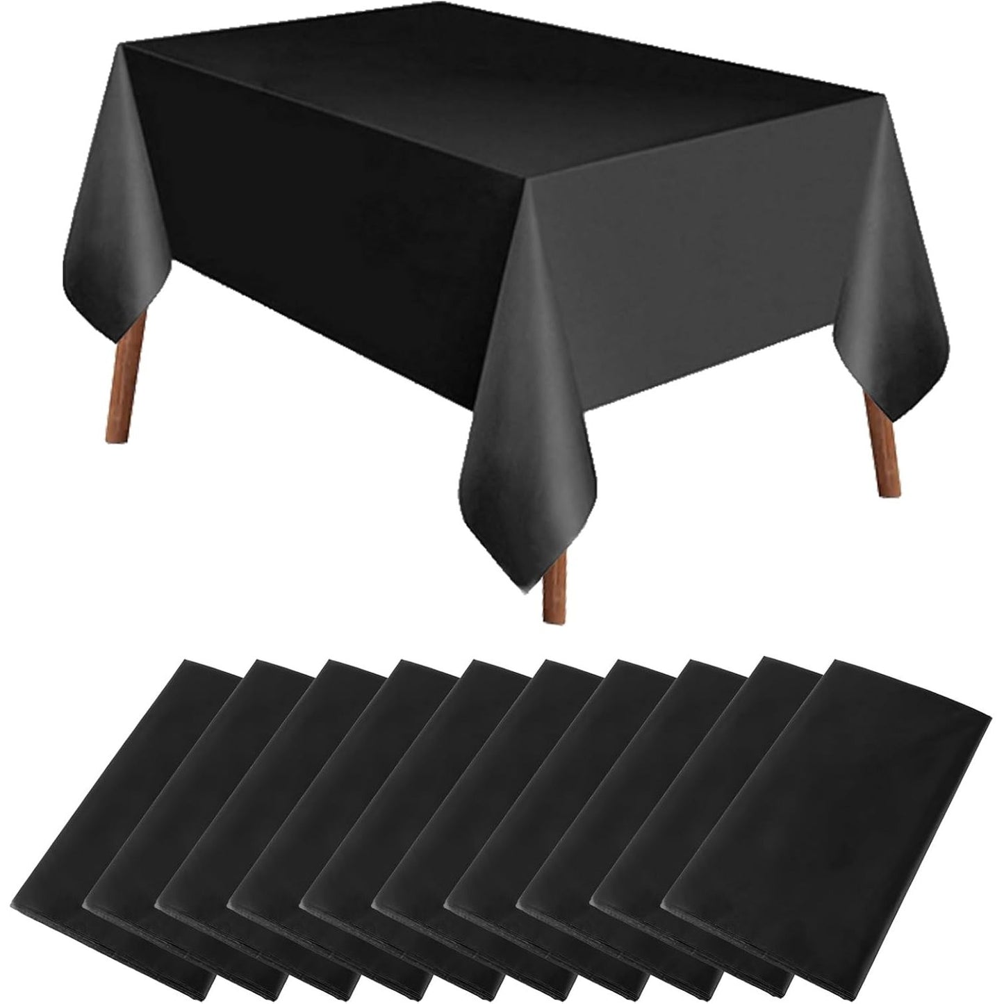 242025 - MBULESA TAVOLINE 10 Mbulesa Tavoline Drejtkëndëshe të Zeza, 137 x 274 cm, Plastike, të Lahet për Dasma, Bankete, Restorante