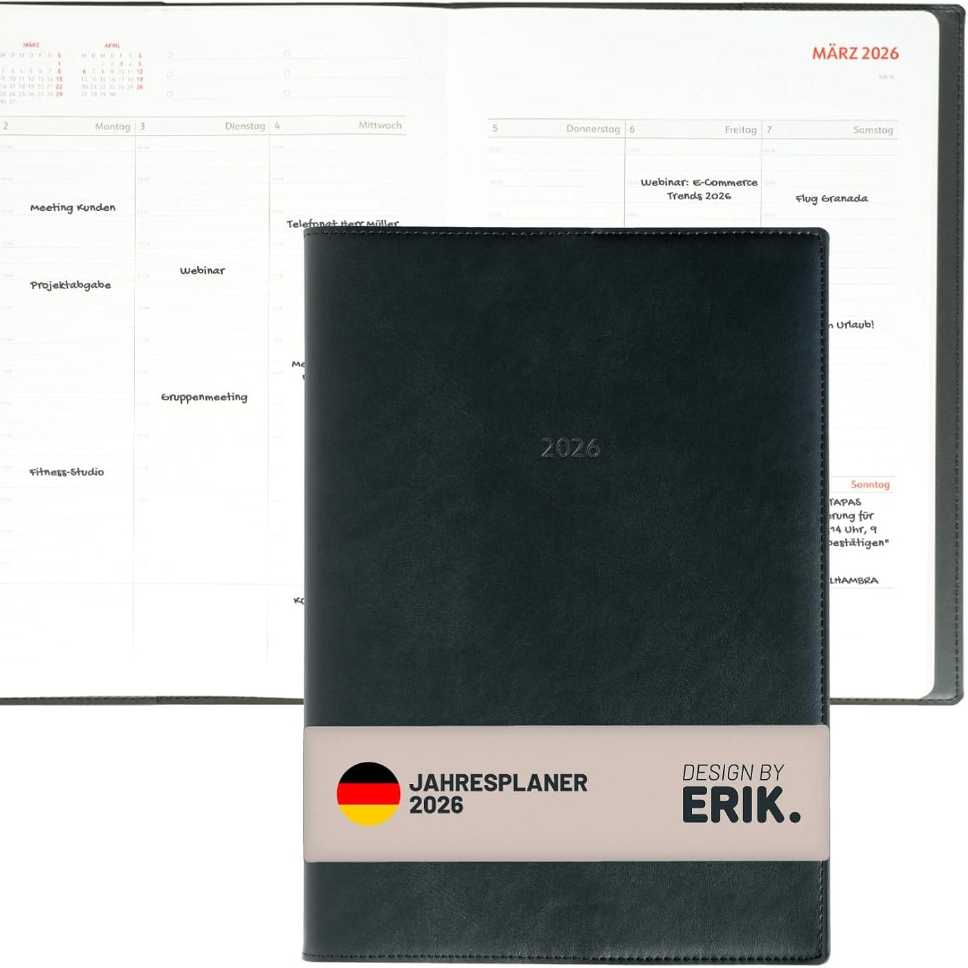 267031 - GRUPO ERIK Kalendari 2026 Planifikues Takimesh për Libra, A4 - 21 x 29.7 cm - i Zi