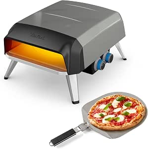288074 - TEFAL Furrë picash me gaz Pizza Pronto, deri në 400 °C, kontroll temperature, çelës ndezjeje/fikjeje, kontroll guri rrotullues, çelik inox, JM413015