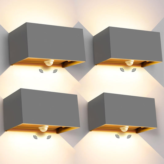 292103 - KINGWEI Pako me 4 Llambë Muri LED 20W - 3000K, IP65, me sensor lëvizjeje, ngjyrë gri