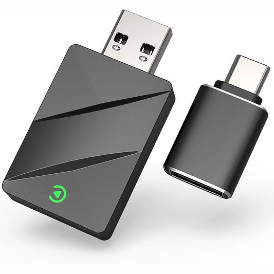 276267 - Përshtatës 2-në-1 pa tel për CarPlay dhe Android Auto, Dongle USB pa tel për makina, CarPlay pa tel dhe Android Auto, Plug & Play, Lidhje e shpejtë dhe e qëndrueshme, mbështet iOS 10+ dhe Android 11+