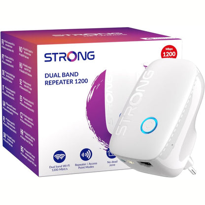 273235 - STRONG Amplifikator WiFi AC1200Mbit/s, Zgjerues Dy Banda, Portë 100Mbit/s, Pikë Hyrjeje, Konfigurim i Lehtë, Tregues Sinjali LED, WPS, Siguri WPA2-PSK