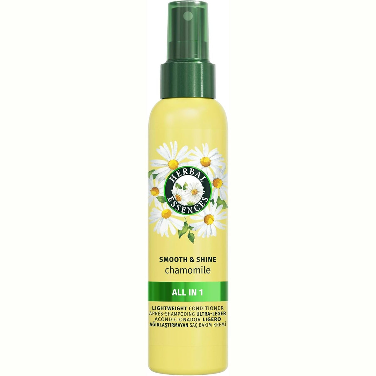 318598 - HERBAL ESSENCES Suppleness & Shine Kamomili Sprej i Lehtë, 145ml, Zbërthen, Ushqen, Kundër kaçurrelave, Riparon, Mbron nga Nxehtësia, Shton Shkëlqim, Elasticitet