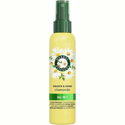 318598 - HERBAL ESSENCES Suppleness & Shine Kamomili Sprej i Lehtë, 145ml, Zbërthen, Ushqen, Kundër kaçurrelave, Riparon, Mbron nga Nxehtësia, Shton Shkëlqim, Elasticitet