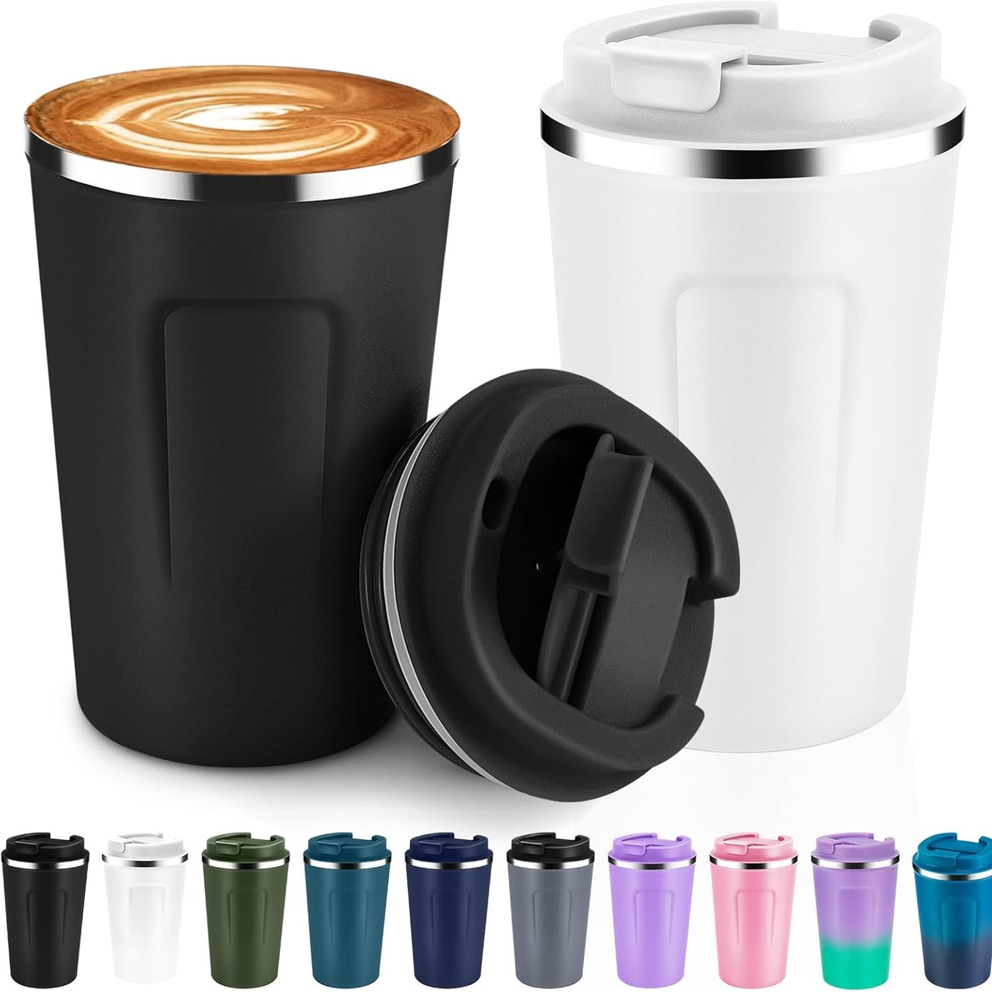 229643 - VOLHOPLY Filxhan kafeje 380ml me dy mure, çelik inox, termos udhëtimi portativ, pako me 2 copë