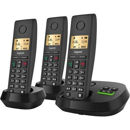 299253 - GIGASET Pure 220A duo 2 Telefona Pa Tel DECT me Sekretari Telefoni, Bllokim Thirrjesh, Funksion Pa Duar, Libër Telefoni me 80 Kontakte, E Zezë Antracit [I pajtueshëm me Gjermaninë, Italinë, Francën, Holandën, Çekinë, AUT]