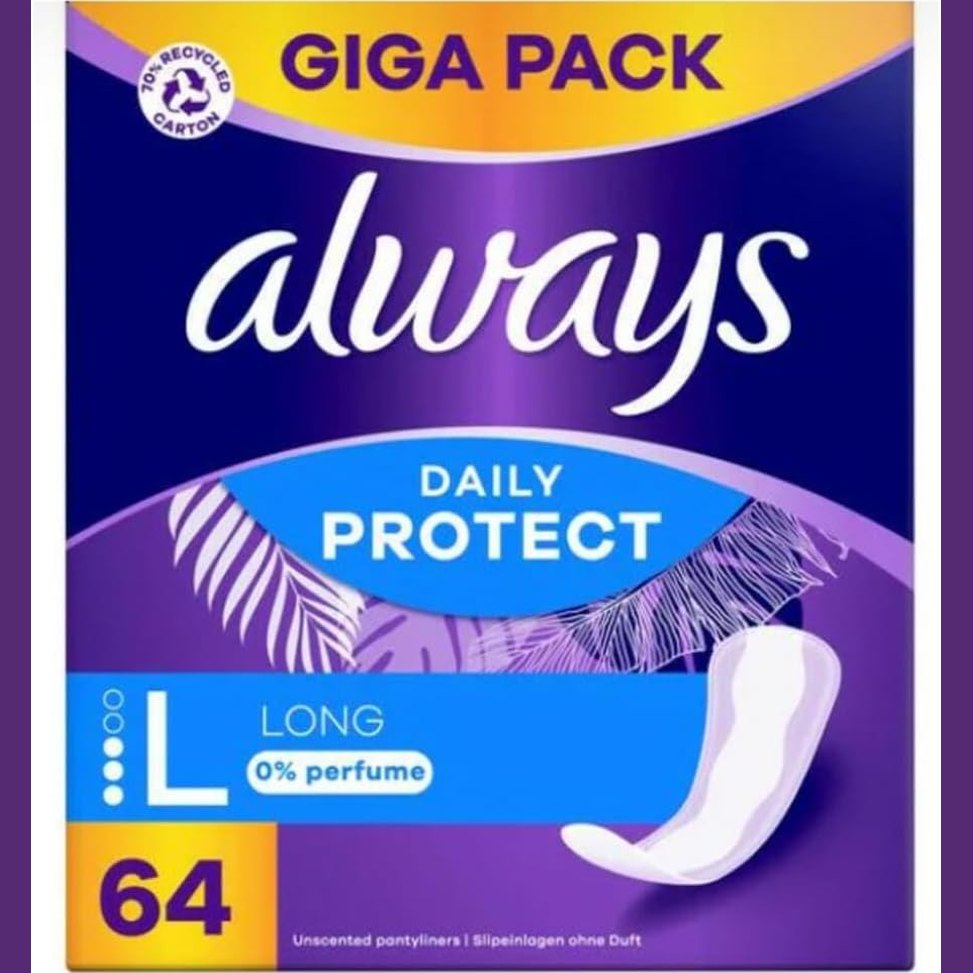 302643 - ALWAYS Mbajtëse të brendshme Daily Protect për femra, të gjata (64 copë), Gigapack, të ajrosura, fleksibile