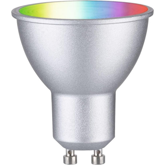 224188 - PAULMANN 29149 Llambë LED Zigbee Standarde 230V për Shtëpi Inteligjente, GU10 350lm 4.8W RGBW+ me Errësim, e Kromuar Mat