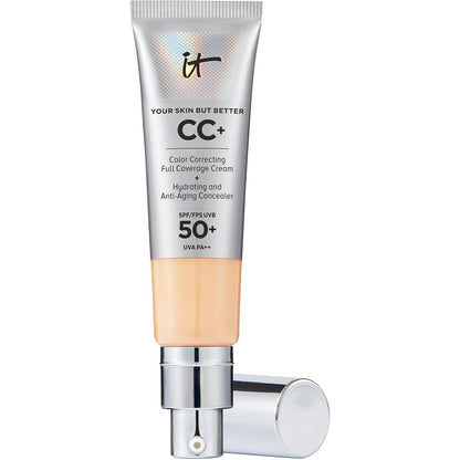 271383 - iT COSMETICS, Krem CC+ dhe Fondatinë Anti-Plakje, Mbulim i Lartë, I papërshkueshëm nga uji, Përfundim Natyral, Formulë me Peptide, Kolagjen dhe Vitamina, Nuanca: E Çelët Mesatare, 32 ml