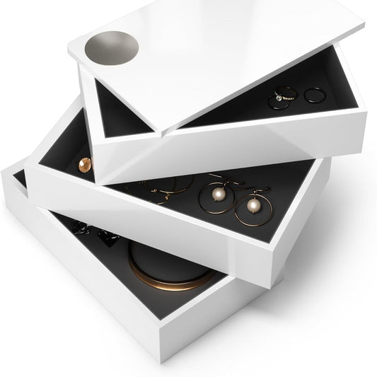 205033 - UMBRA Kuti Ruajtjeje Bizhuterish me Bosht, Material Llak i Bardhë me Shkëlqim të Lartë, Model Unik