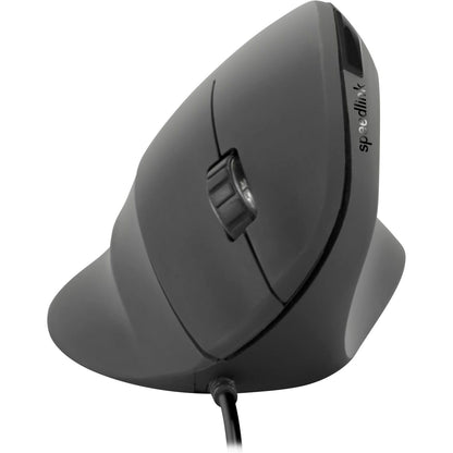 273900 - SPEEDLINK Maus Vertikal Ergonomik PIAVO, vertikal me tela, rregullueshëm deri në 2400 DPI, sipërfaqe e gomuar, USB-A, 5 butona, ngjyra e zezë