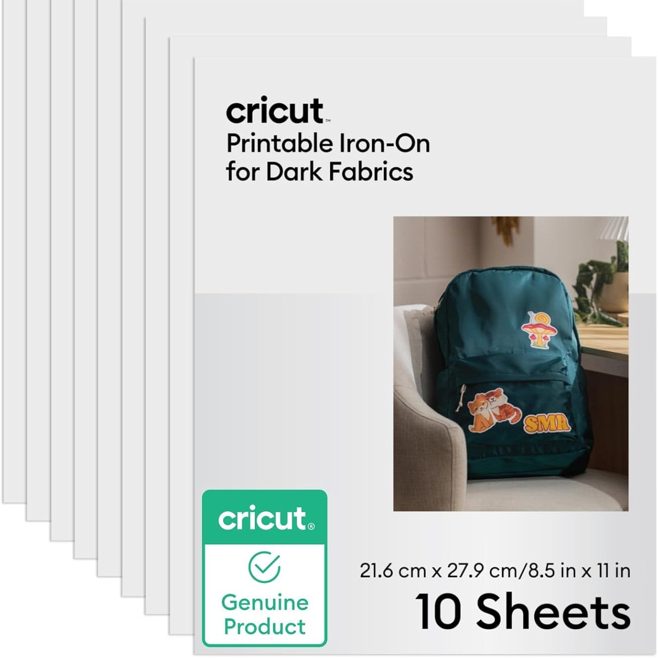 205948 - CRICUT Shirit i Printueshëm për Transferimin e Nxehtësisë, Pëlhura Të Errëta, Madhësi 8.5 x 11 Inç, Paketa e 10