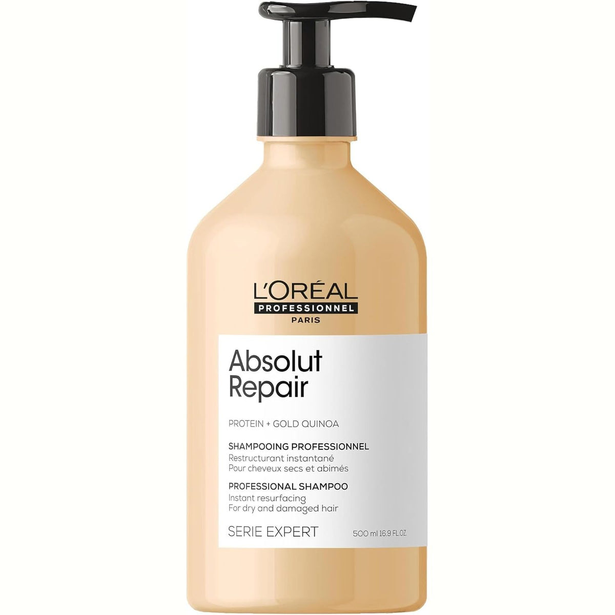 321386 - L'ORÉAL PROFESSIONAL Shampo riparuese për flokë të dëmtuar dhe të thatë, 500 ml - me quinoa, Serie Expert, Shampo riparuese Absolut