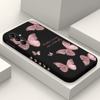 273610 - LEECG Mbulesë mbrojtëse për Samsung Galaxy A35 5G, Dizajn Kreativ, Model Lulesh, e Hollë, e Butë, Silikoni, Flutur-E Zezë