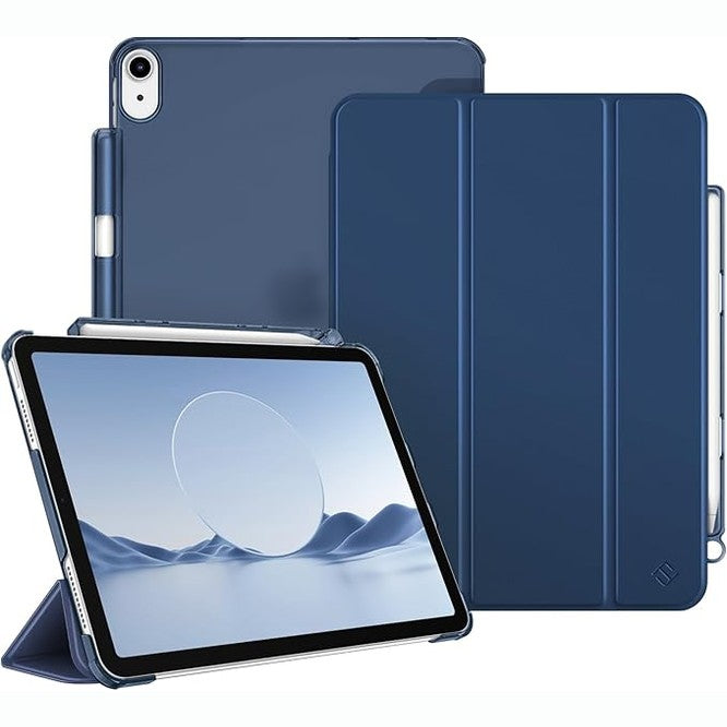 267431 - FINTIE - Mbështjellëse për iPad Air 11 inç M3/M2 (2025/2024) dhe iPad Air 5/4 10.9 inç (2022/2020), transparente me akrilik, ultra e hollë, me funksion automatik gjumë/zgjim, blu marine