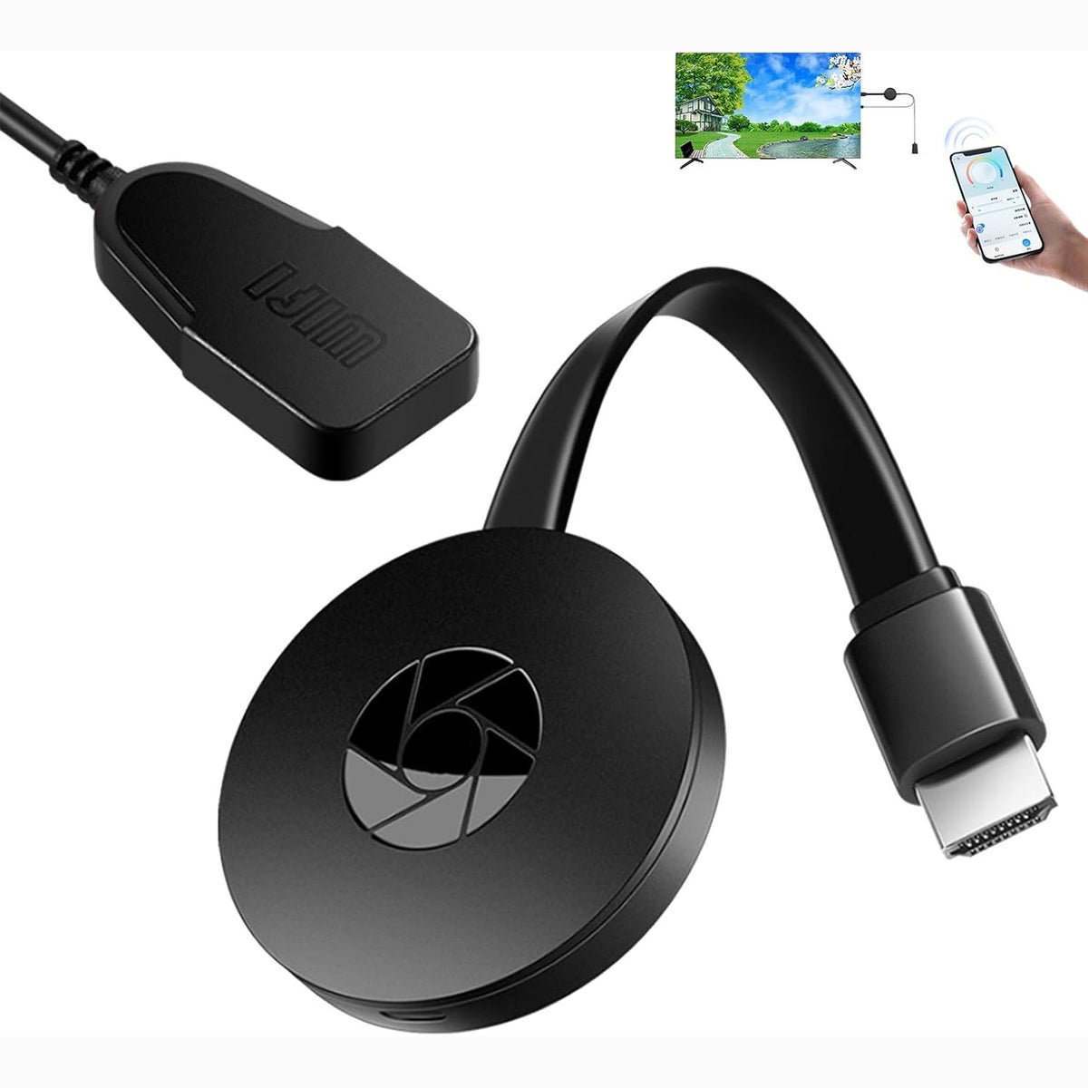 320272 - CHROMCAST Pajisje Chromecast për TV, Wi-Fi pa tel, Përshtatës për ekran, Transmetim 4K, Mbështet Android/IOS/Windows/Mac/Projektor
