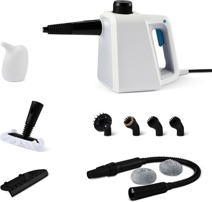 255277 - AMAZON BASICS - Pastrues me avull portativ për në shtëpi me 9 aksesorë, 1000W, rezervuar 250 ml, i bardhë