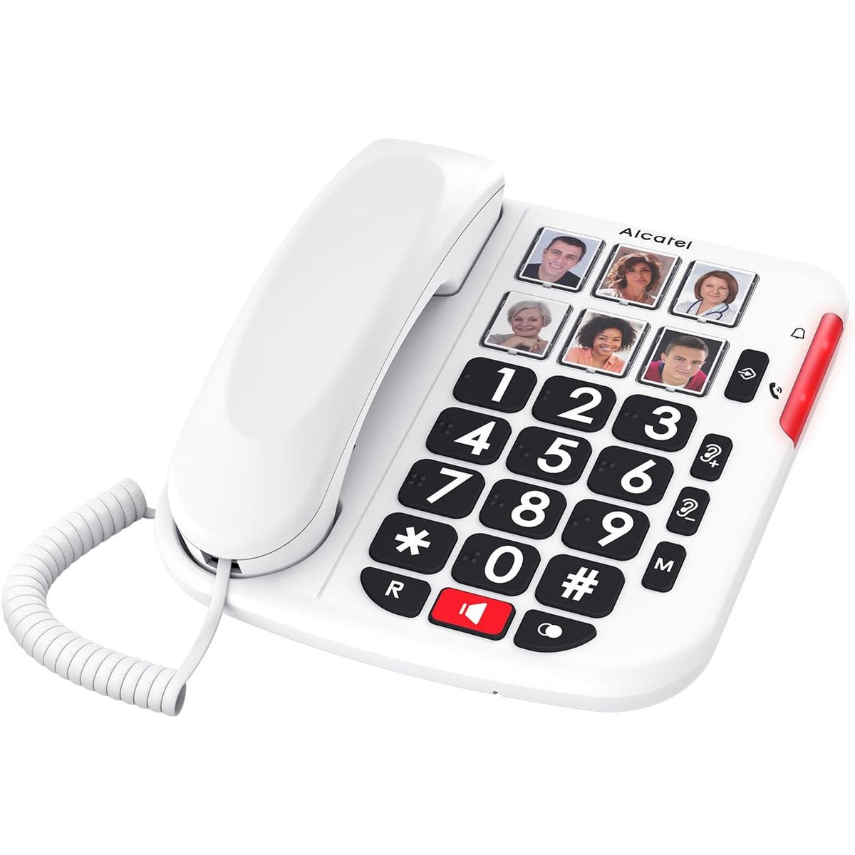 295997 - ALCATEL Telefon fiks me kabëll TMAX 10+ për të moshuar - Butona të mëdhenj, Përmirësim audio, Tastiera fotosh, Pa duar, Dritë treguese thirrjesh, Zilje e lartë, I pajtueshëm me aparate dëgjimi