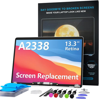 276018 - PAJISJE SHTESË për MacBook Pro 13.3 Zoll M1 M2 Retina EMC 3578 EMC 8162 MYD83 MYD92 MYDA2 MYDC2 MNEQ3 MNEP3 MNEJ3 2560 x 1600 Full LCD Assembly me Kit Riparimi (Hapësirë Gri)