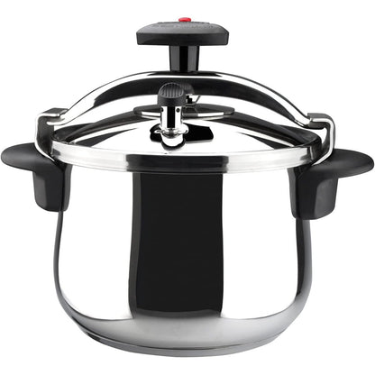 255113 - MAGEFESA STAR ME POMPË - TENXHERE TRADICIONALE ME PRESION 6L, ÇELIK INOX 18/10, GATIM I SHËNDETSHËM, I PËRSHTATSHËM PËR SOBE ME INDUKSION