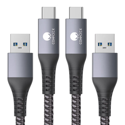 267079 - Kabllo USB-C CONMDEX [Pako me 2 pjesë 3.3 ft], Type-C për Android Auto 3.1 Gen 2 USB-A në C, 3A, 10Gbps për Samsung Galaxy S21 S20 Note 20/Note 10 GoPro Hero