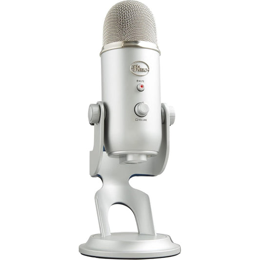 319368 - Blu Yeti Mikrofon, Mikrofon USB për Regjistrim, Transmetim, Lojëra, Podkasting, Mikrofon Kondensues për PC dhe Mac, Mbështetje e Rregullueshme, Lidh dhe Përdor - Argjend