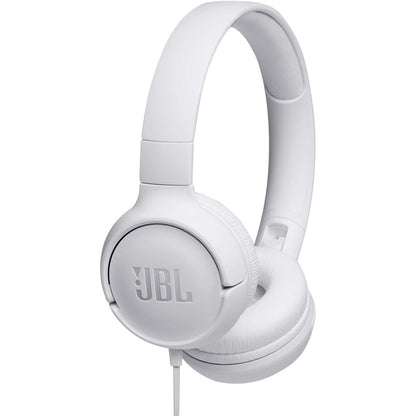 319997 - JBL Tune 500 Kufje Over-Ear, mikrofon dhe telekomandë me 1 buton, tingull i pastër bas JBL, të pajtueshme me Siri dhe Google, të lehta dhe të palosshme, të bardha