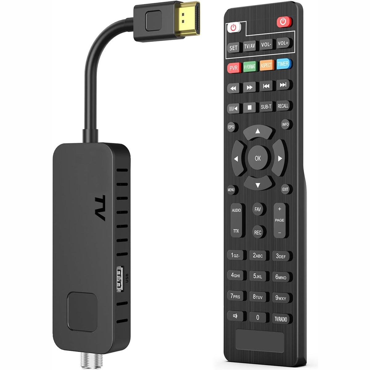 295861 - Dcolor Marrës Satelitor DVB-S/S2, HDMI Full-HD 1080P TV Stick, Media Player USB 2.0, Regjistrues PVR, Telekomandë 2-në-1, Astra Hotbird i Parainstaluar